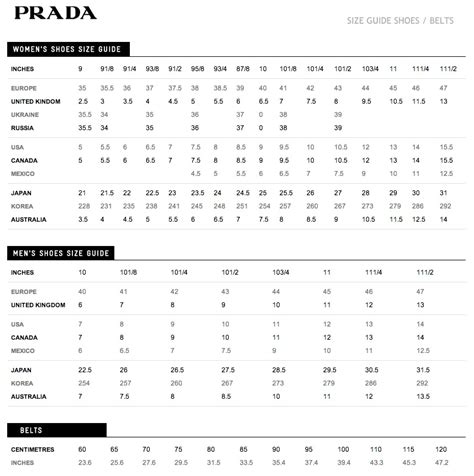 prada men's clothing size chart